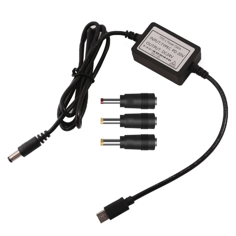Захранващият кабел USB Type C до 5,5 мм и 2,1 мм, кабел за рутера с led подсветка