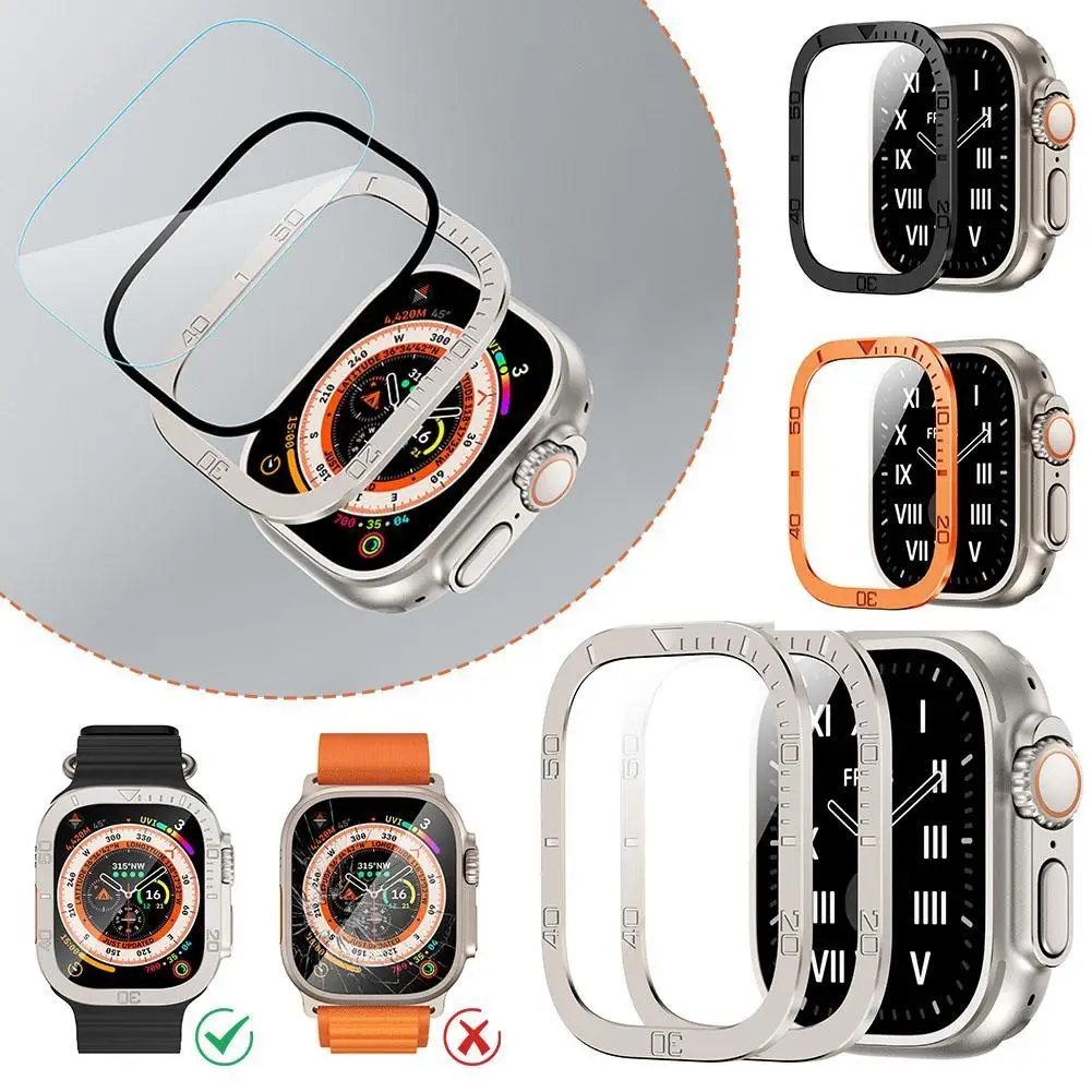 Защитно фолио от 3D-метал с закалено покритие за Apple watch Ultra 1/2 49 мм закалено покритие против надраскване за iWatch серията Ultra