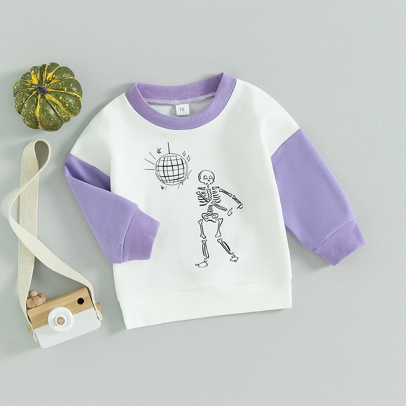 Зимни блузи за новородено, пуловери, с кръгло деколте и дълги ръкави за Хелоуин, блузи, детска риза свободно намаляване на