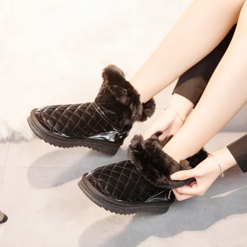 Зимни нови дамски зимни обувки интернет-знаменитост 2023, зимни нови плюшени сгъстено мини и топли памучни обувки, дамски обувки