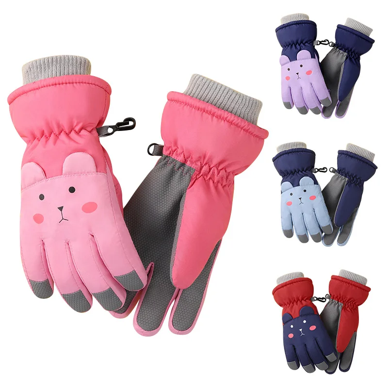 Зимни Топли Детски Ски Ръкавици Сноубордические ръкавици за практикуване на снежните спортове За момичета и момчета Водоустойчив Плюшени ръкавици за сгъстяване на пръстите 2023