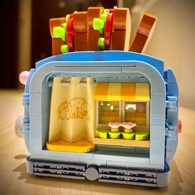 Играчки за деца увеселителен Парк, Пекарна, Сладкарница, Хранителен магазин, ресторант, 3D модел, мини-строителни блокове, тухли със собствените си ръце