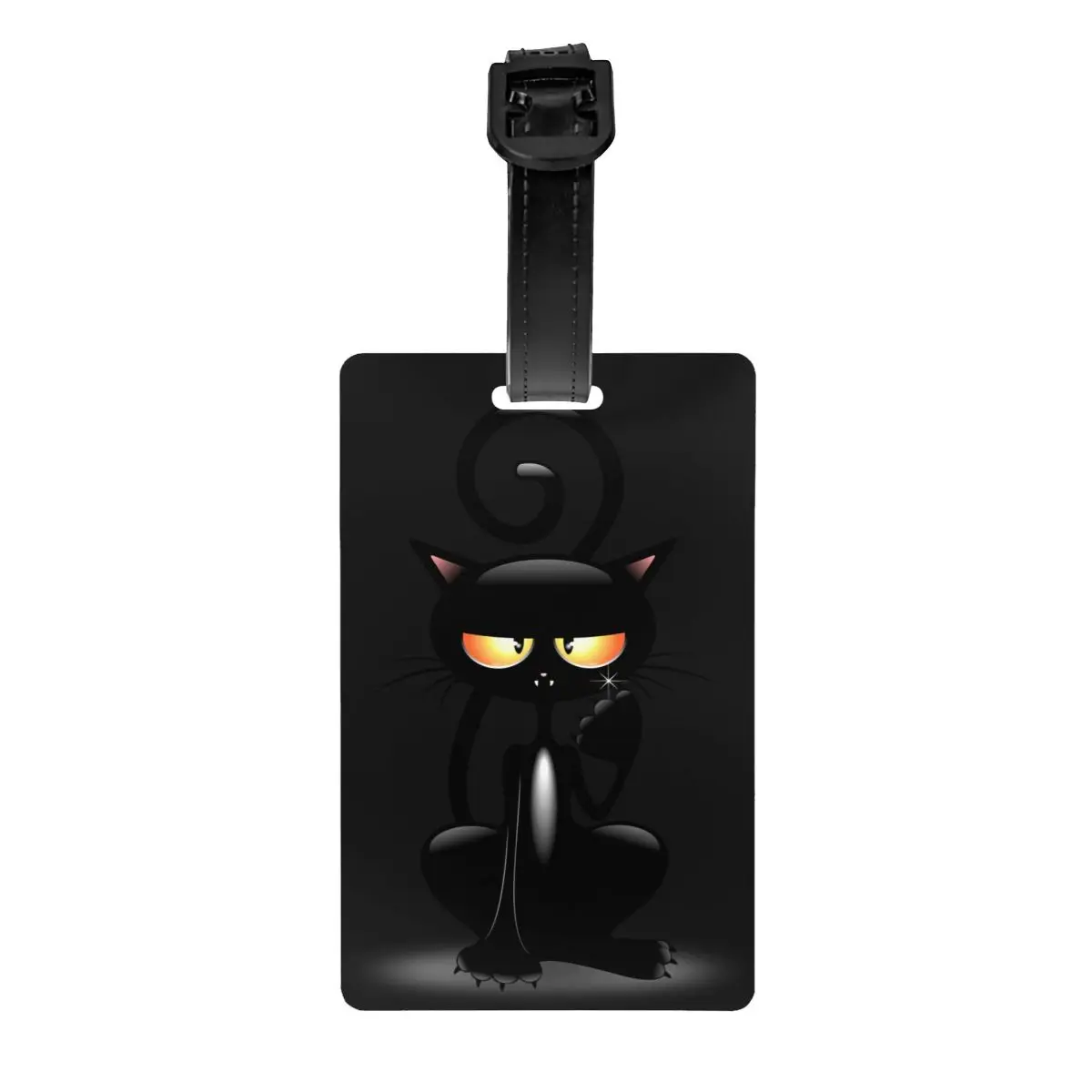 Изработена по поръчка Мультяшная Багажная виси етикет с участието на смешно Черна котка с номинална карта, идентификация етикет за пътна чанта, куфар