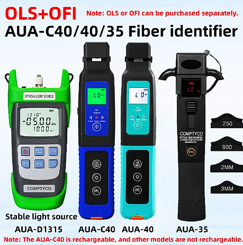 Инструменти за определяне на оптични влакна AUA-35/40 / C40 (+ VFL + led подсветка) и стабилен източник на светлина AUA-D1315 (опция)