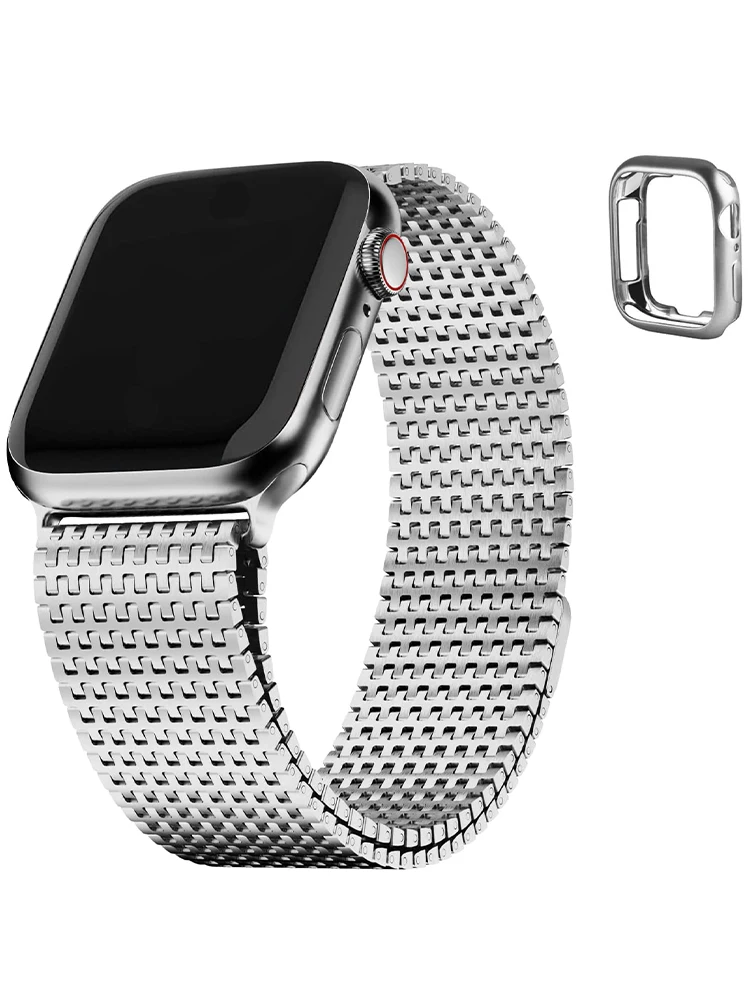 Каишка за Apple Watch от въглеродна стомана 38/40/41/42/44/45/49 мм с магнитен притегателен за Apple Watch серия 9 8 7 6 5 4 Ultra 2 SE