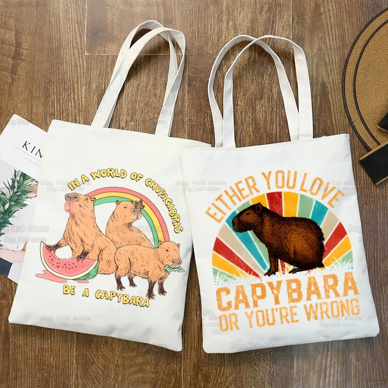 Капибара, скъпа чанта за пазаруване Ulzzang, холщовая чанта-тоут с изображение на животно, чанта, дамска чанта, чанта през рамо, в стил Харадзюку,