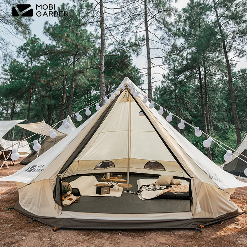 Кемпинговая палатка МОБИ GARDEN Era260 за 5-6 души, голяма семейна туристическа палатка за пикник на открито, плътен памучен плат 22,5㎡ Походи сред природата