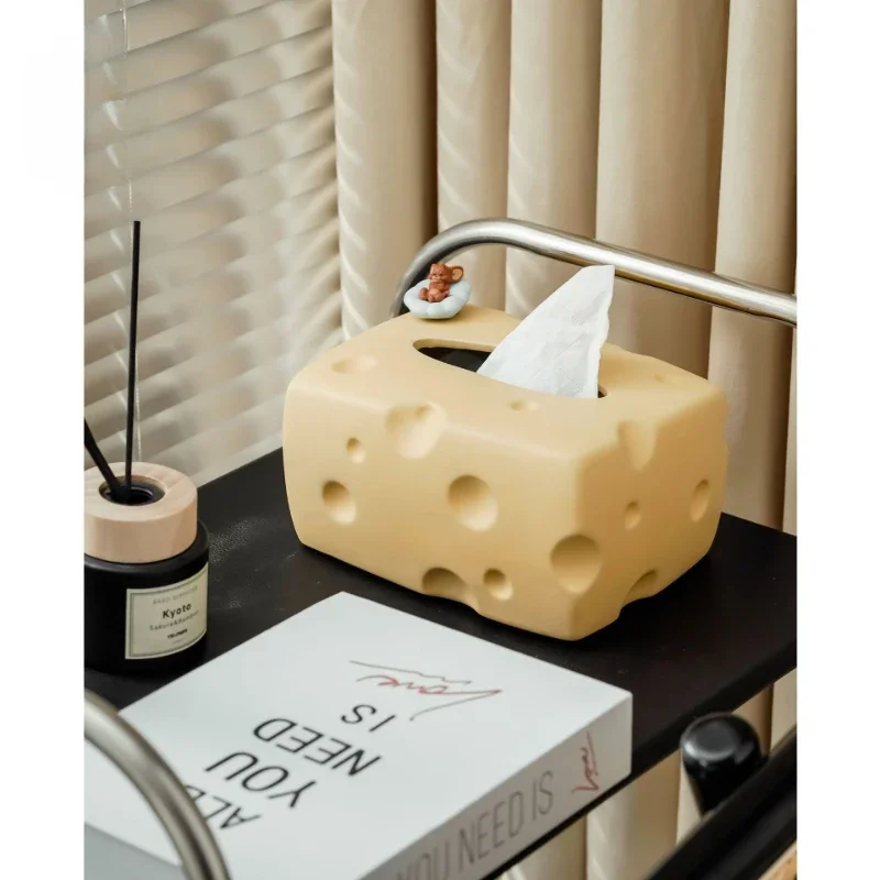 Керамични кутии за салфетки от крема сирене, инструменти за дома, Творческа оформяне на луксозни кутии за салфетки за хола Advanced Sense Light