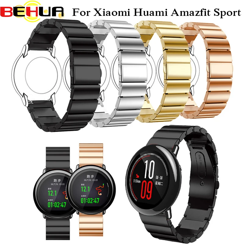 Класически взаимозаменяеми каишка за часовник от неръждаема стомана за Xiaomi Huami Amazfit Sport Smart Watch с инструмент за регулиране на