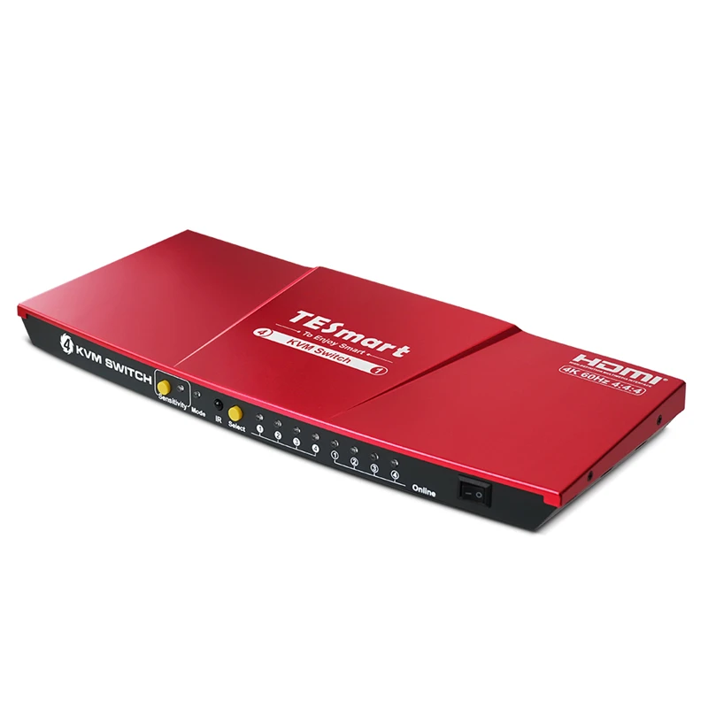 Ключове TESmart 4 Way USBC HDMI KVM поддържат HDCP 2.2 HDR10 IR-дистанционно управление L/R аудио 4K60Hz KVM Switch