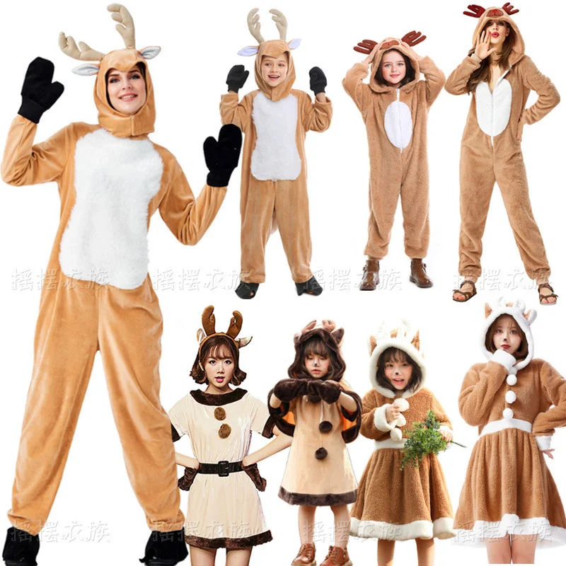 Коледно облекло с елени, детски дрехи, прекрасно облекло за cosplay, с елени, дрехи за родители и деца, речта на лоса за възрастни