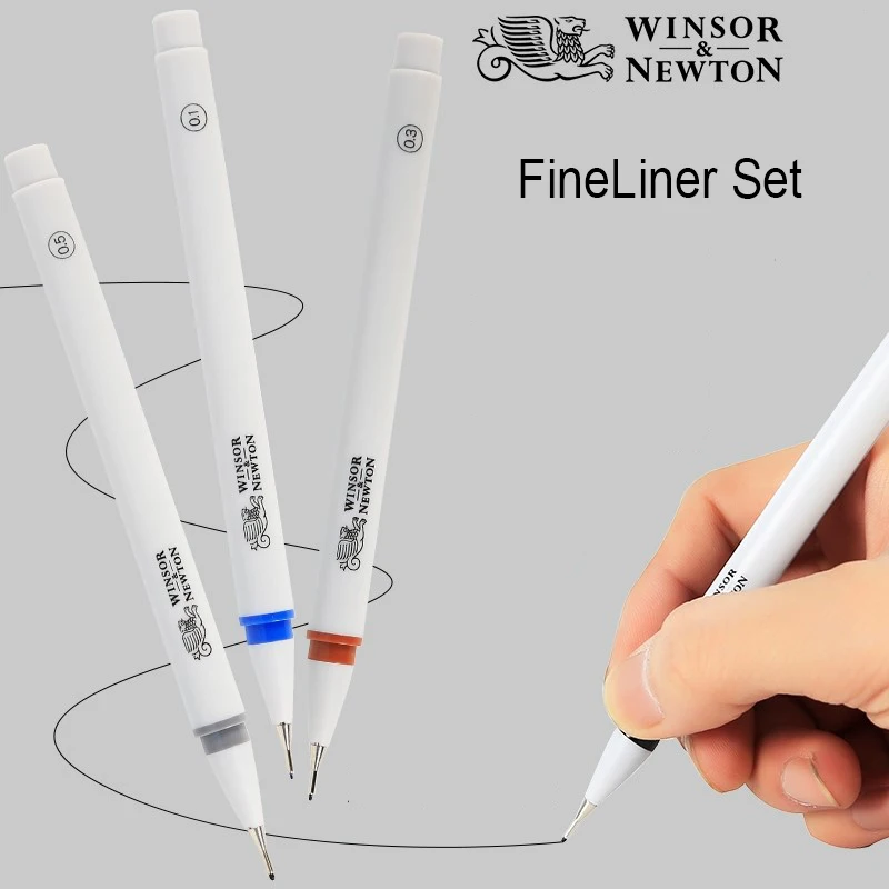 Комплект дръжки Winsor & Newton fineliner, черен / син/сепия/студена сива писалка за рисуване