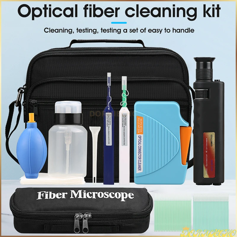 Комплект за почистване на влакна/Набор от инструменти за оптоволокна FTTH Инструмент за тестване на мрежи FTTX С микроскоп за проверка на влакна и т.н. Инструменти за почистване на влакна