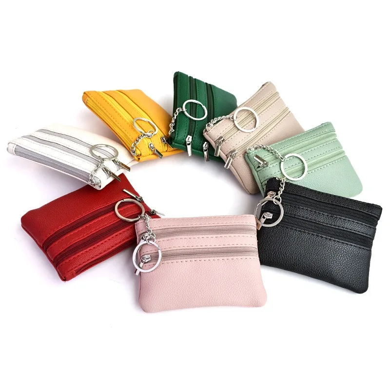 Корейската женствена чанта за ключове Macaron Цвят, мини-однотонная лесна чанта за майките, многопластова преносима малка чанта за карти, мека
