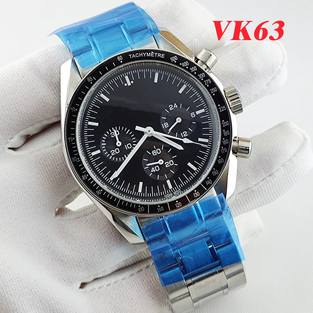 Корпус VK63, циферблат VK63, японски часовници с хронограф, корпус от неръждаема стомана 39 мм, кварцов механизъм VK63