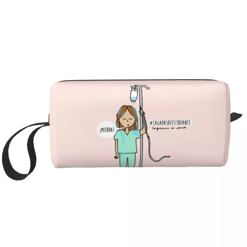 Косметичка водоустойчив Enfermera En Apuros, косметичка за лекари и медицински сестри, Малката косметичка за съхранение на тоалетни принадлежности, дамски чанта за грим
