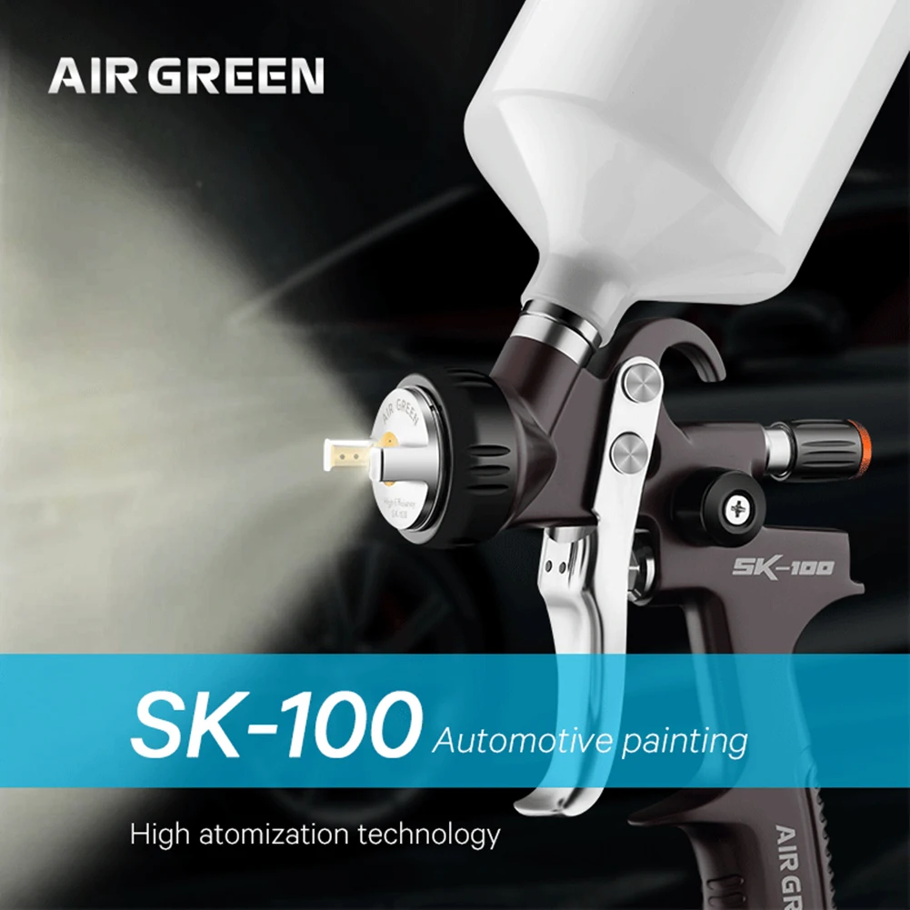 Краскопульт SK100 Пневматичен автоматично спрей боя за части от колата, регулируема 600 мл за нанасяне на грунд върху повърхността на автомобила.