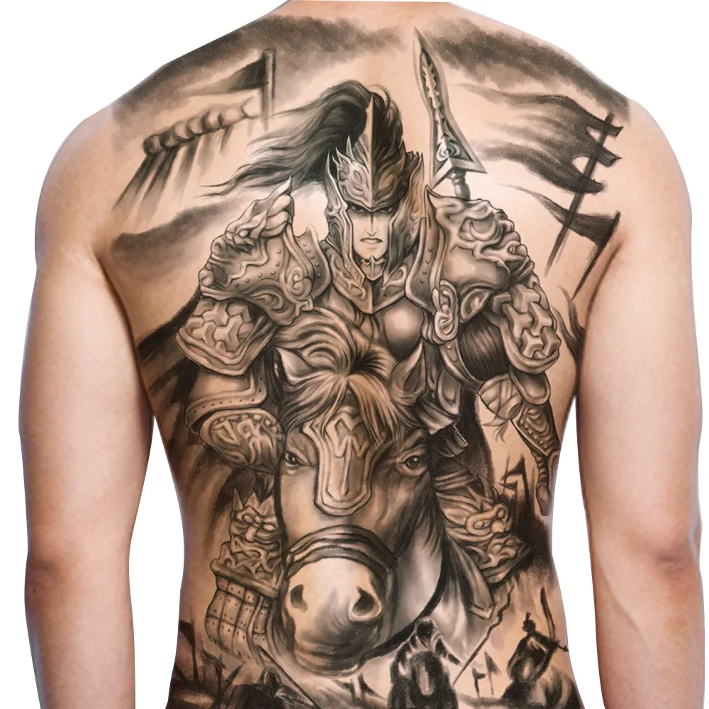 Крилата на Ангела Кръст Стикер с татуировка на гърба си цялата Печат на пренос на вода На Гонг Временни татуировки на гърба си цялата фигура на Буда
