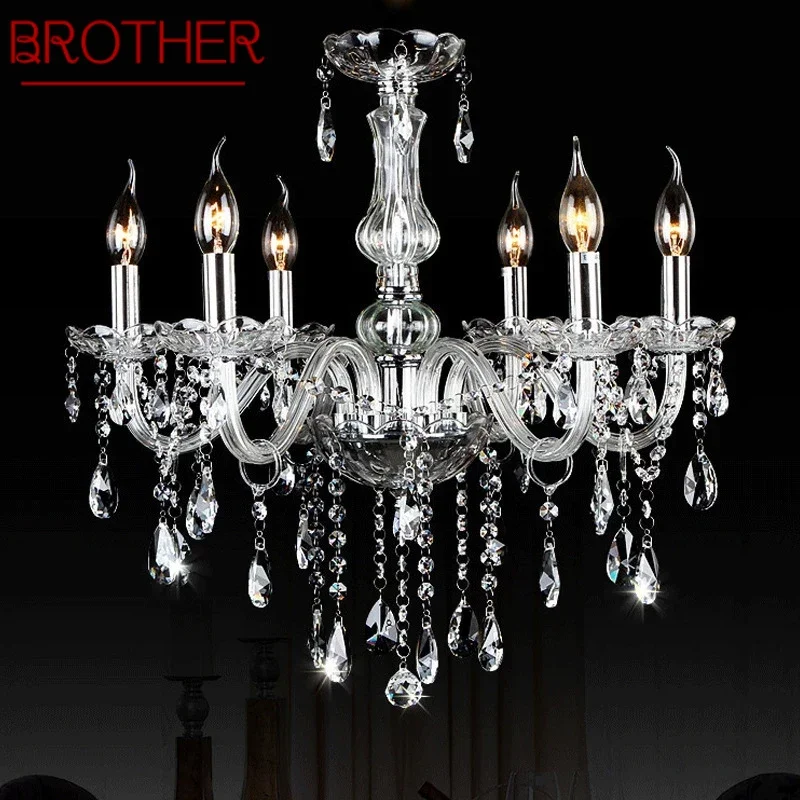 Кристална окачен лампа BROTHER в луксозен стил, Европейската лампа-свещ, Художествена хол, Ресторант, спалня, Вила, Полилей