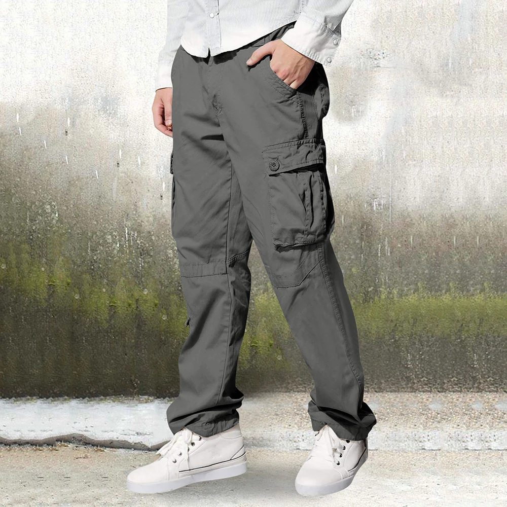 Летни мъжки обикновена преки Свободни панталони-карго с множество джобове, Нови туристически панталони за джогинг, ластични панталони за фитнес
