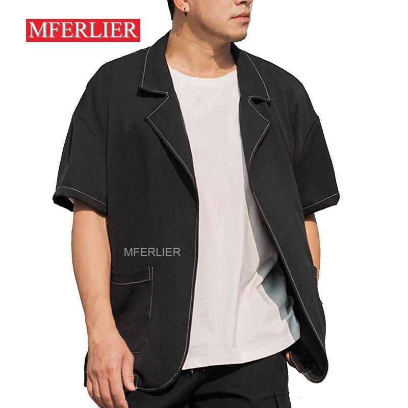 Летни якета голям размер 6XL 5XL, бюст 146 см, свободно мъжко палто черно