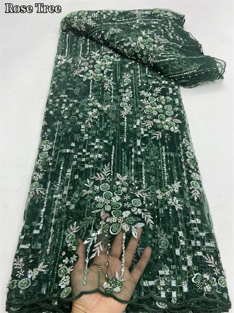 Луксозна Африканска лейси плат, ръчно изработени beaded 2024 г., модно расшитое пайети Френското сетчатое дантела за сватбени партита