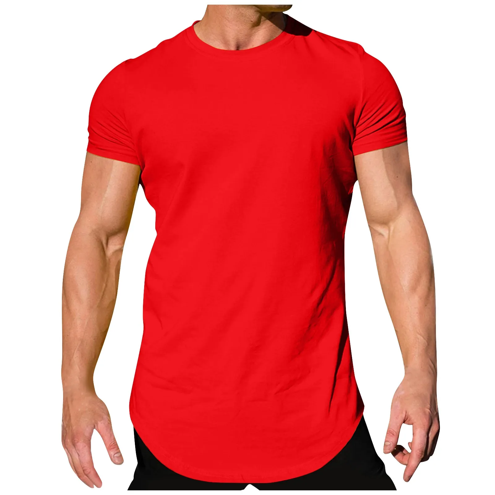 Лятна мъжка однотонная тениска с кръгло деколте и къс ръкав, оборудвана случайни топ, тениски с къс ръкав за мъже, върхове Y2k, мъжки дрехи 티셔츠