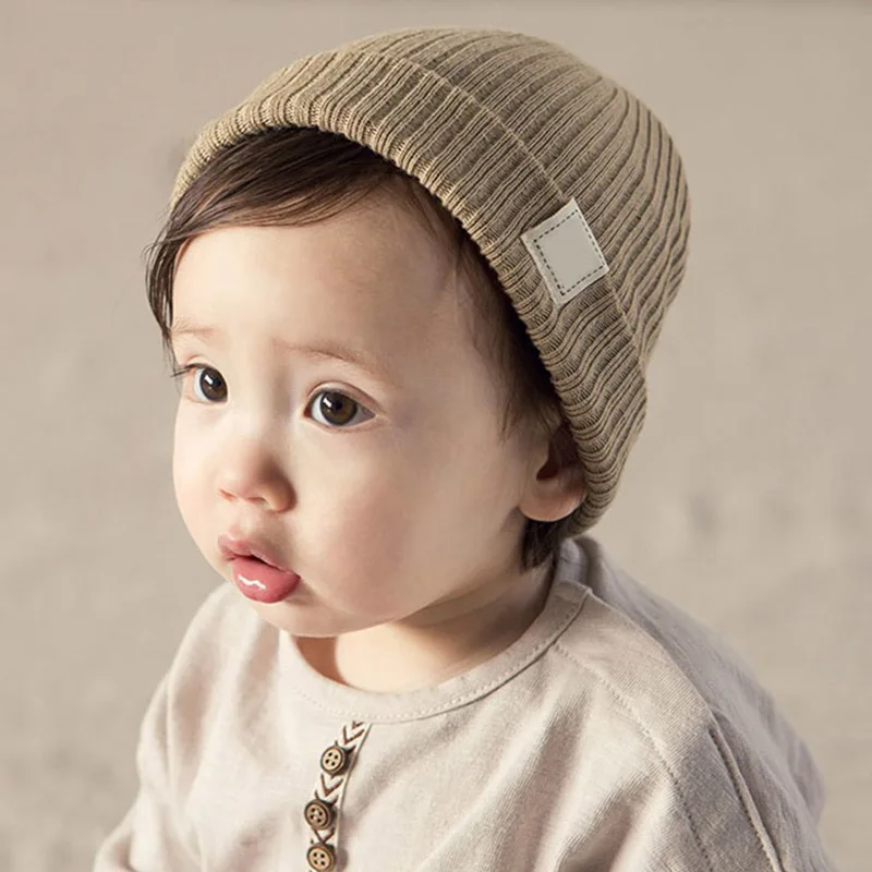Мека детска вязаная шапчица, однотонная топло ветрозащитная шапчица за новородено, есенно-зимни crochet-шапки за деца, момчета и момичета