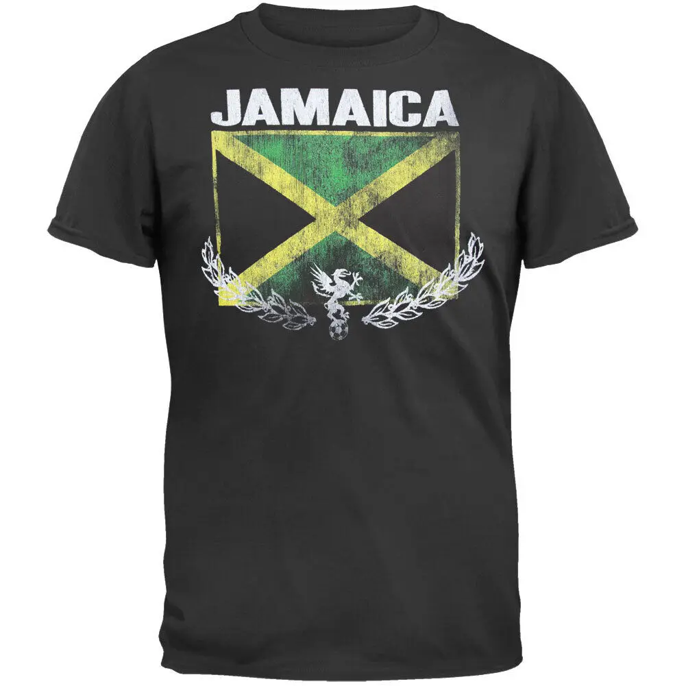 Мека тениска с дълги ръкави и футболен флага на Ямайка в ретро стил