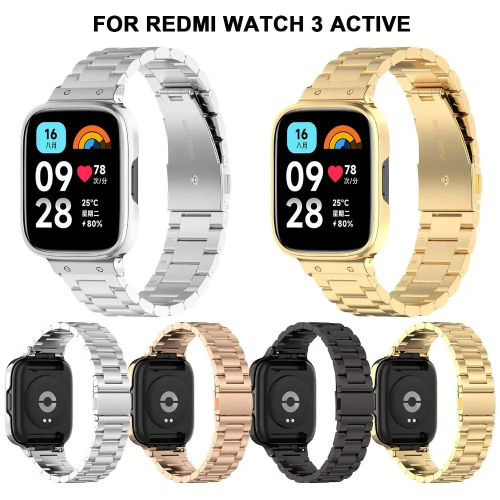 Метална каишка с магнитна линия за Xiaomi Redmi Watch 3 Active Case, разменени гривна за смарт часа Redmi Watch3 Active Band