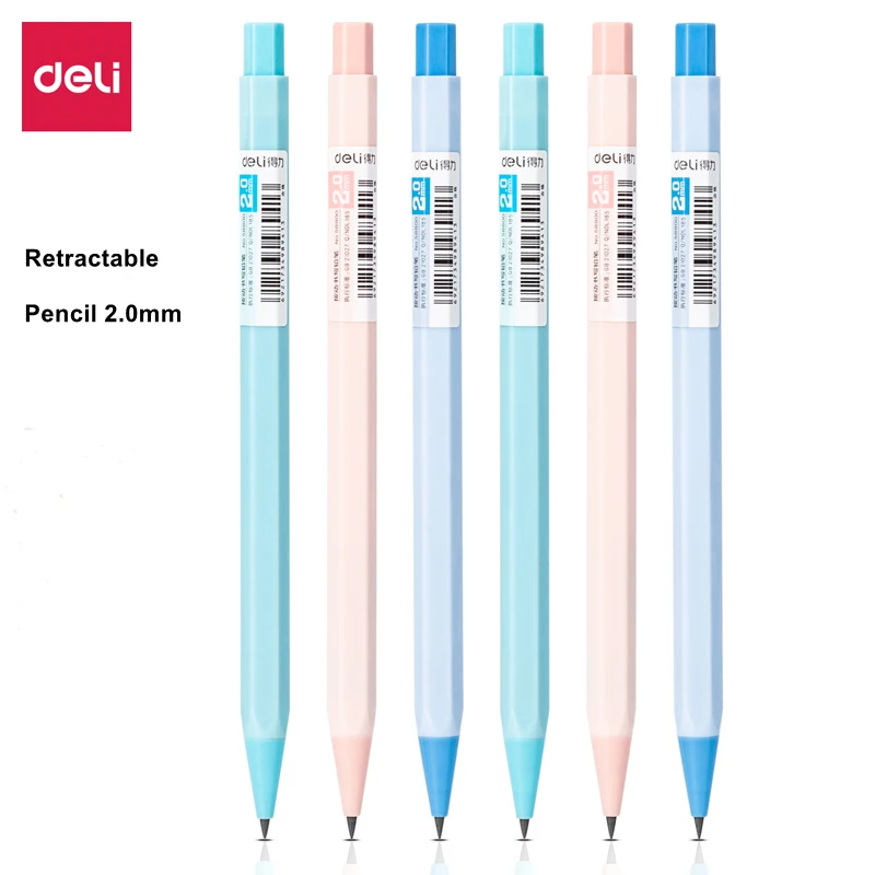 Механичен молив DELI 2,0 мм с грифелем 2B HB Прибиращи моливи за писане за ученици Канцеларски материали