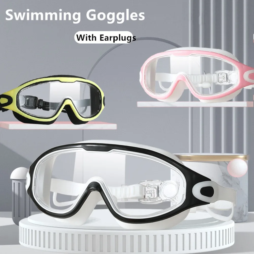 Многоцветни водоустойчиви силиконови очила за гмуркане с широк преглед и голям рамки, които предпазват от ултравиолетовите, плувни очила, очила за плуване, слънчеви очила за плуване