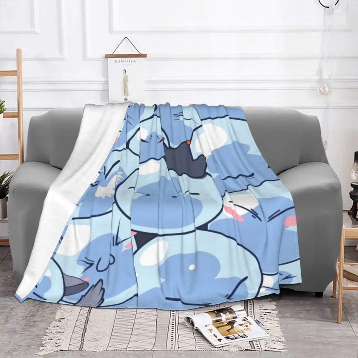 Модел Rimuru Tempest В този момент аз съм прероден в одеяла от слуз, Фланелен летни наметала за домашния офис, покривки за легла