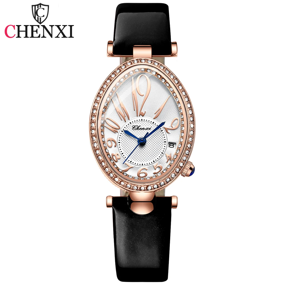 Модерен дамски часовник-гривна CHENXI От водещия на луксозна марка, дамски кварцови часовници, ежедневни Непромокаеми Кожени дамски ръчен часовник
