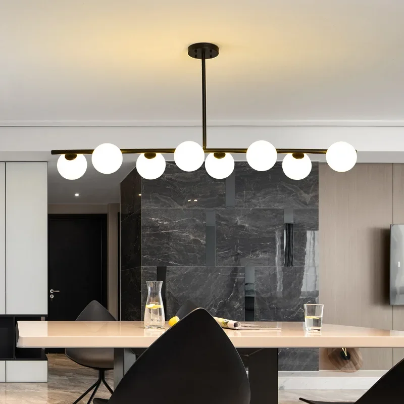 Модерни led художествени висящи лампи, полилеи с бели стъклени топки за столова, кухня, ресторант, домашен интериор в стаята, лампа