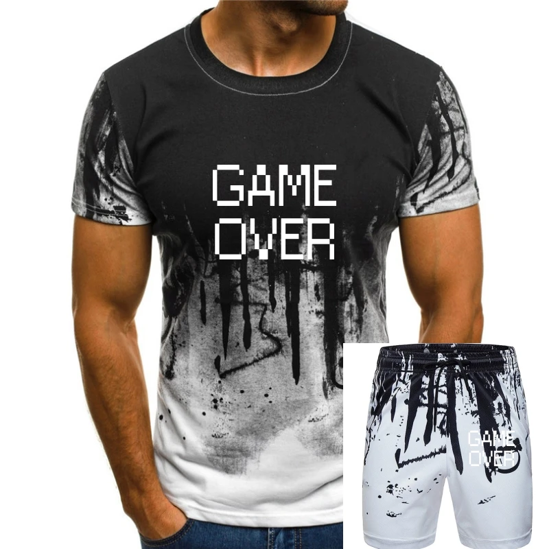 Мъжка тениска с принтом 2020, Памучен тениска с къс ръкав Game Over Video Game 80, дамска тениска