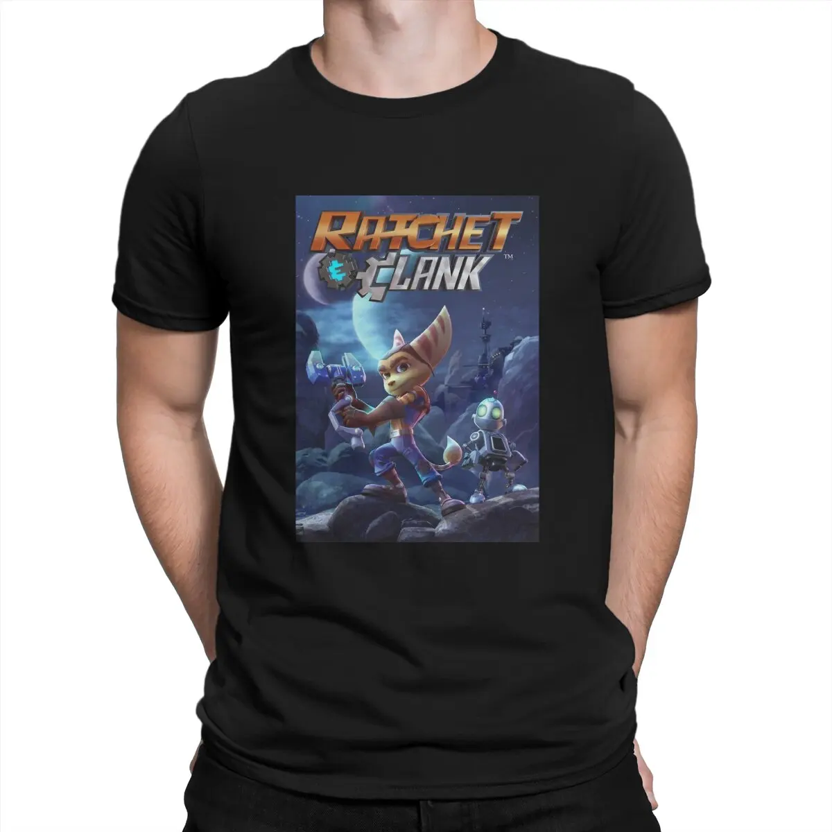 Мъжки t-shirt Ratchet & Clank Essential Collection, отличителна тениска, оригинална градинска облекло за хипстеров