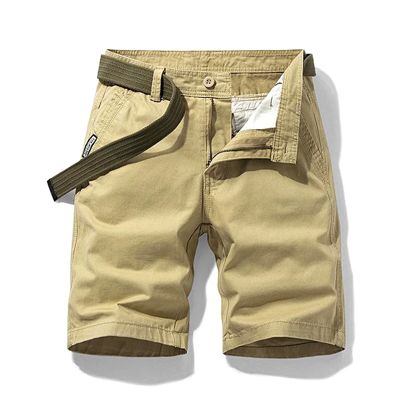 Мъжки ежедневни обикновена памучни шорти-карго с директни штанинами, военни панталони с дължина до коляното, висококачествени модни Свободни летни