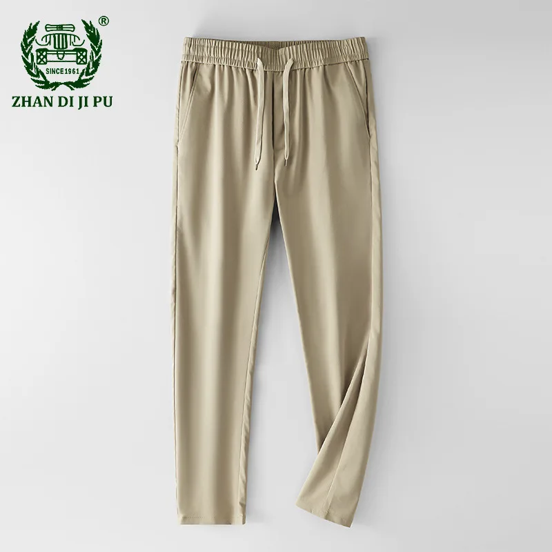 Мъжки панталони Ice Silk, висококачествени дишащи, леки ежедневни панталони, модерни Спортни Свободни ежедневни панталони с еластична дантела за мъже