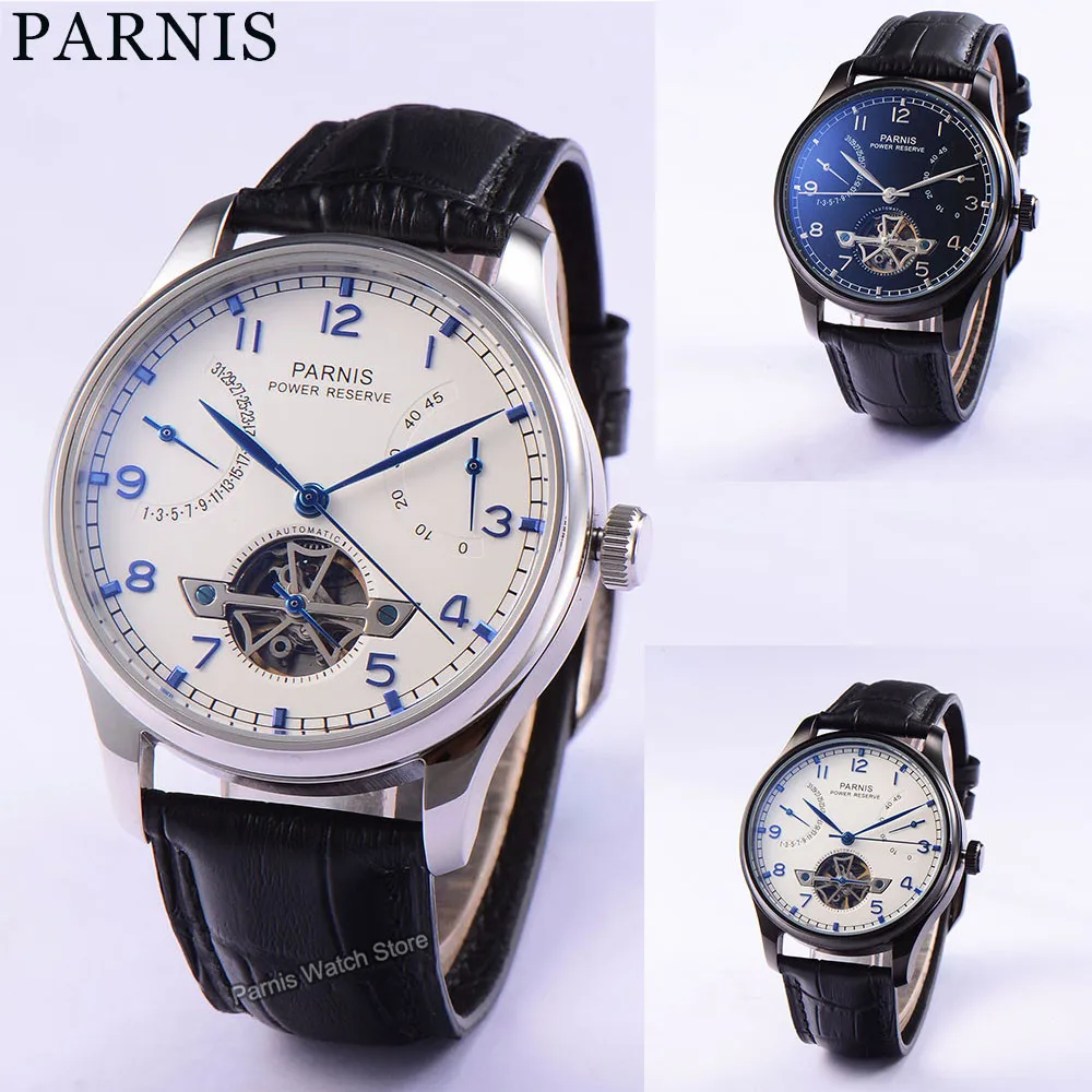 Мъжки часовник Parnis 43 мм самостоятелно ликвидация, индикатор запаса на хода за момчета, ежедневни часовници за мъже