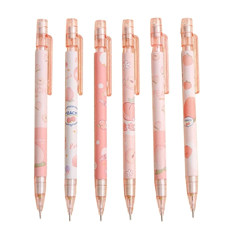 Набор от механични моливи 6 броя, автоматични механични моливи, Праскова механичен молив, канцеларски пособия за писане, рисуване