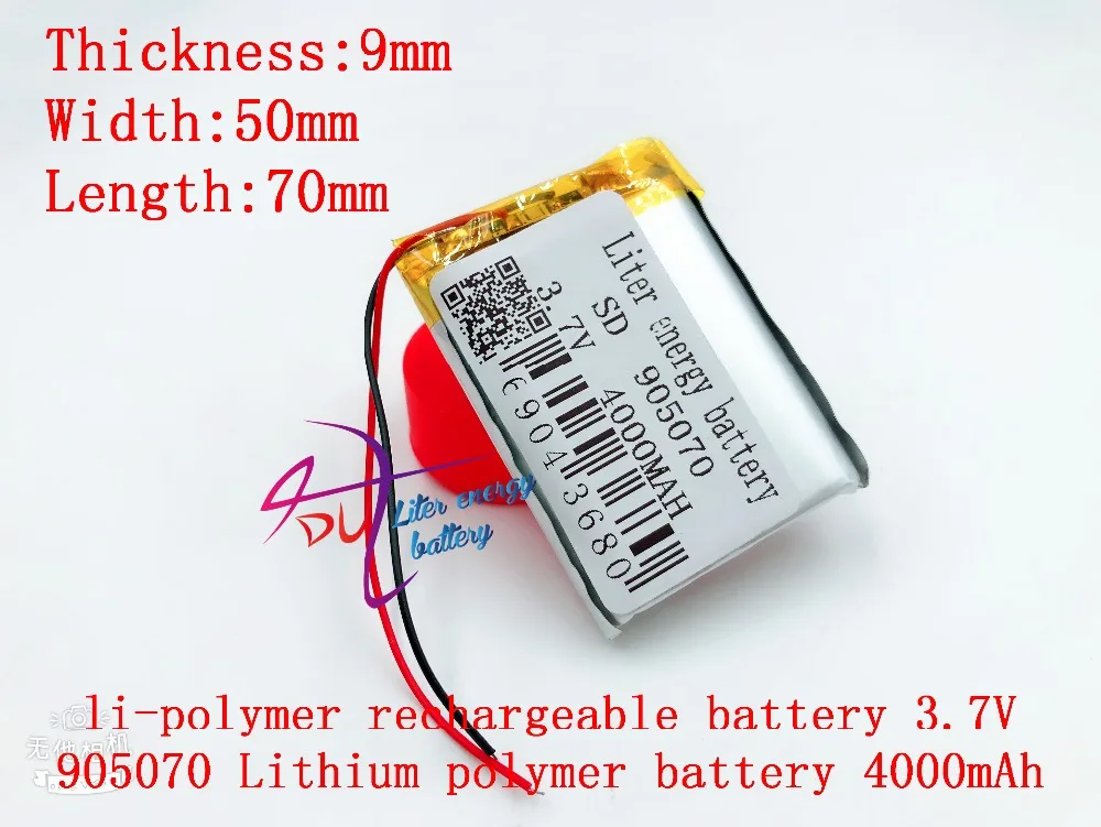 най-добра марка на батерията 3,7 В, 4000 ма 905070 полимерна литиево-йонна батерия за моделите на самолети, GPS, mp3, mp4, мобилен телефон, динамика,