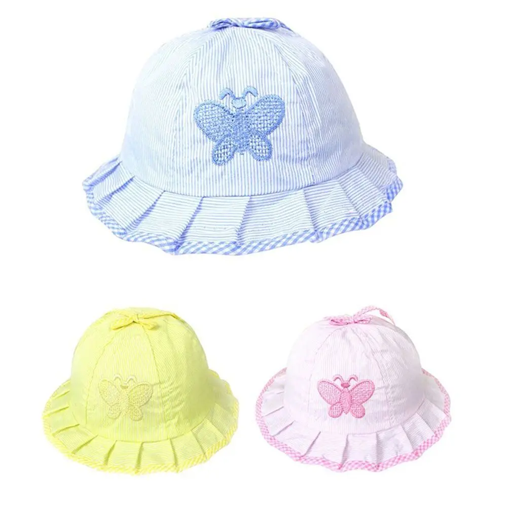 Най-продаваните модни летни памучни шапки за момичета, Детски шапки с пеперуди, Памучни бебешки шапки, Детски слънчеви шапки