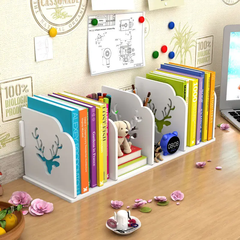 Настолна Малка лавица за книги Поставка за студентски книги е Лесна Настолна полк Детски Маса Офис кутия за съхранение на Cartoony Малка библиотека