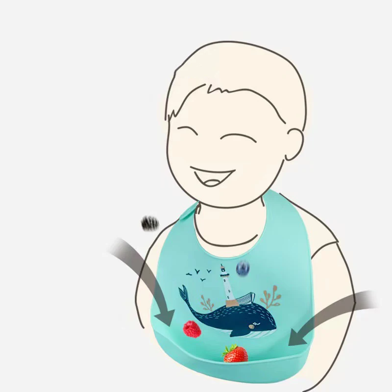 Непромокаеми Бебешки Лигавници Cartoony Динозавър Хранително-вкусовата Силикон Детски Лигавник За Момчета и Момичета, Регулируеми Престилки За Майката и Бебето