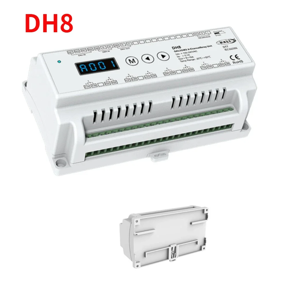 НОВ 8-Канален Контролер на DALI/DMX RDM 100-240 В Постоянен ток с Цифров Дисплей 8CH * 16A/Din-Рейк DH8 (DT7) За led Лампи