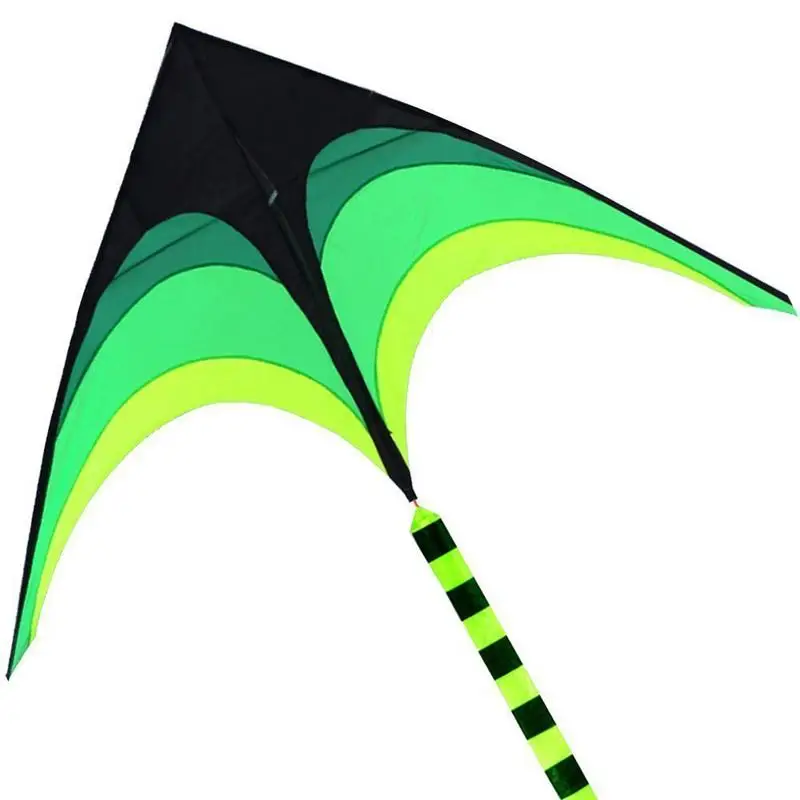 Нов комплект Hengda капацитет от 2 м HiQ за деца и взрослыхсумбрелла Текстилен въздушен змии цвят на прерията Зелен цвят с дълга панделка, добре летящ