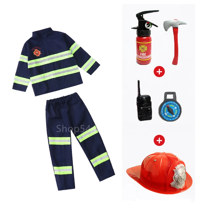 Нова Детска форма за cosplay Пожарникар Момчета и Момичета на Пожарната Кола Воден пистолет Набор от играчки За изпълнения С костюм Подарък за карнавал партита