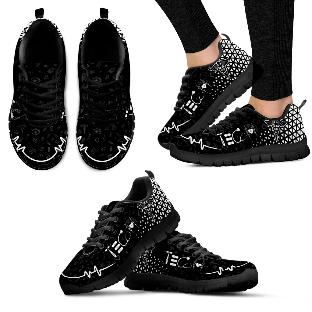 Нова Мода Дамски Обувки на плоска подметка с изображение на Сърцето на медицинските Сестри, Ежедневни Обувки, Летни Дамски Обувки за хранене от Въздушна мрежа дантела маратонки дамски