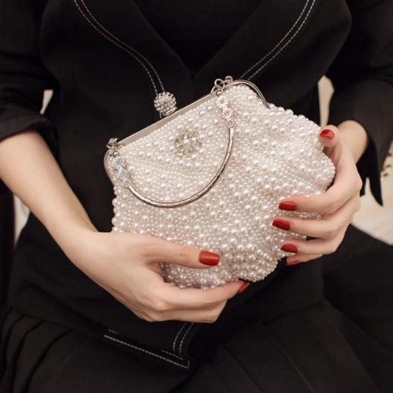 Нова чанта за вечеря с перли във формата на миди, дамска чанта ръчна изработка, чанта за банкет, вечерна чанта за момичета, вечерна чанта за рокли
